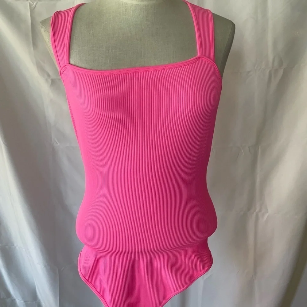 Vibrant Pink Ribbed tummy control bodysuit body shaper size XXL - Picture 3 of 8